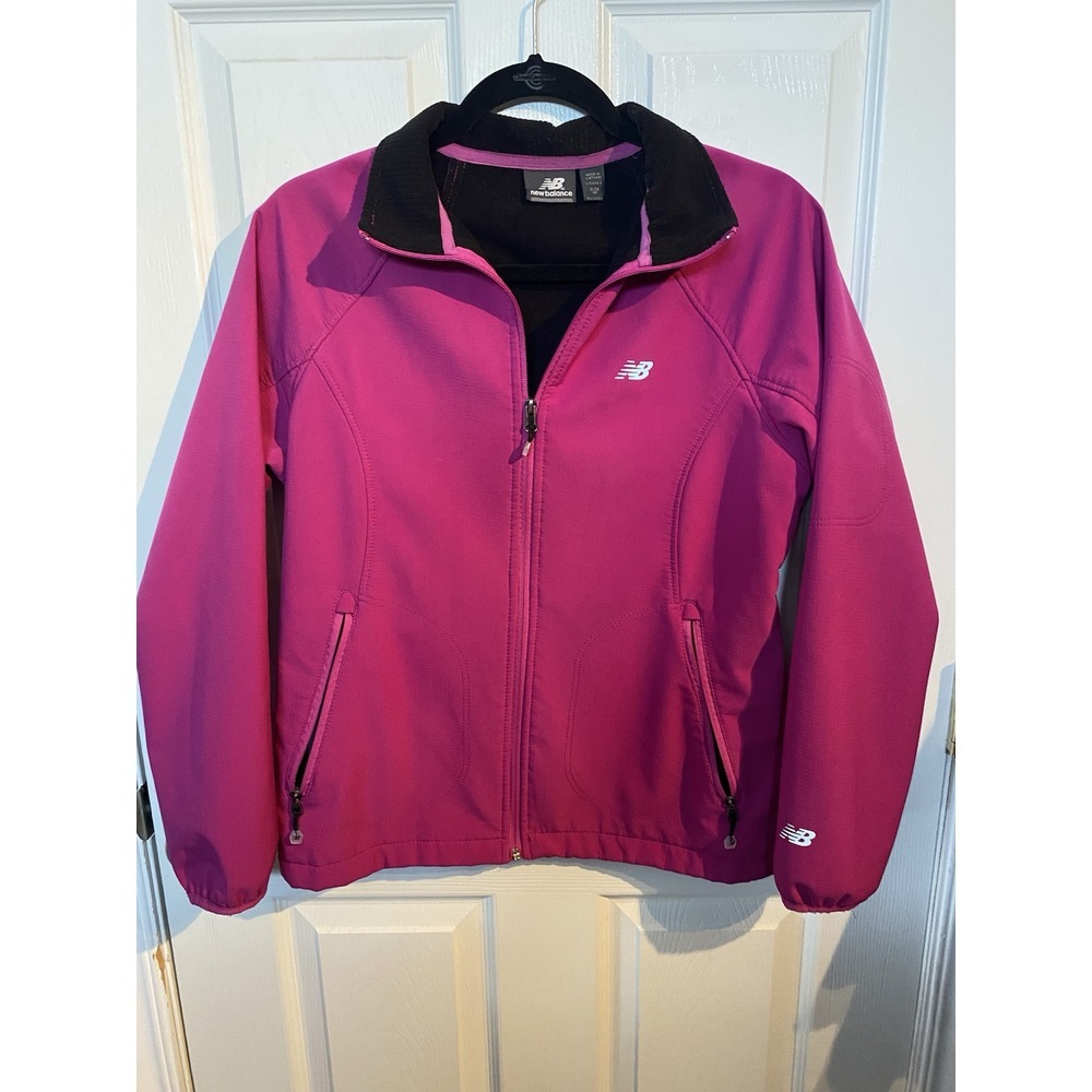 New Balance Windbreaker Jacket Womens Medium Fuchsia‎ Pink Fall Zip